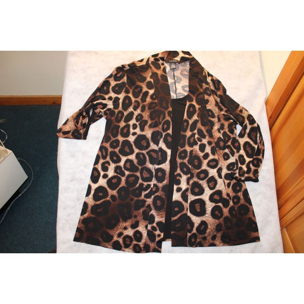 STUNNING Y2K Liz McCoy Leopard Print Layered Blouse